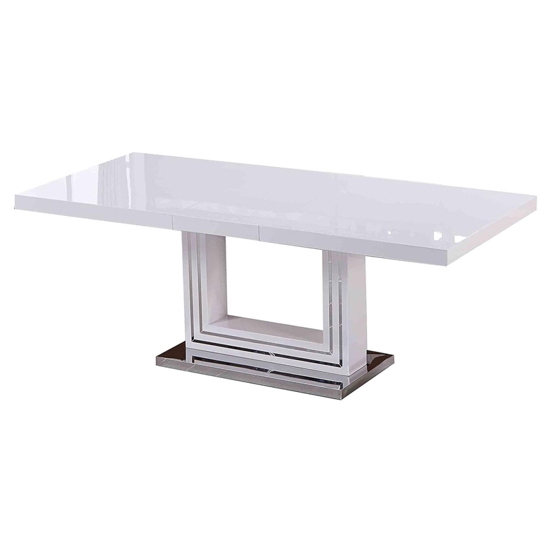Best Master England Modern Solid Wood Dining Table in White Lacquer