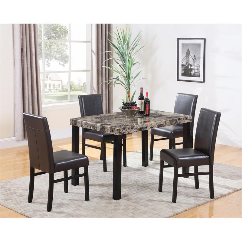 Best Master Furniture Melissa Wood and Faux Marble Dining Table in Black