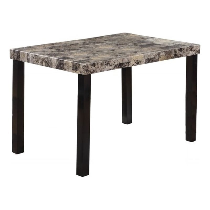 Best Master Furniture Melissa Wood and Faux Marble Dining Table in Black