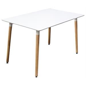 best master mirage modern solid wood dining table in white