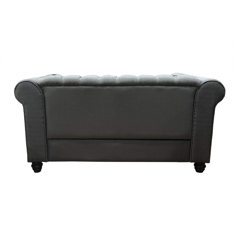 Best Master Venice Fabric Upholstered Living Room Loveseat in Klein Charcoal