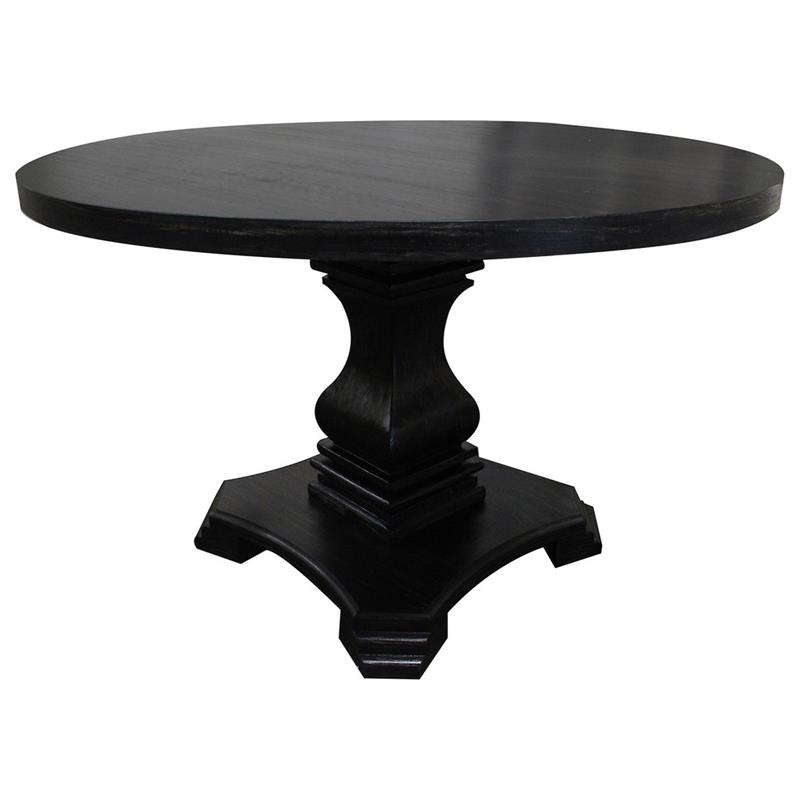 Best Master Newport Solid Wood Round Dining Table in Antique Black