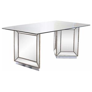 best master nicolette solid wood dining table in mirrored silver