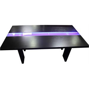 best master zendaya solid wood dining table in black wood with led lights