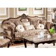 Best Master Winfrey Solid Wood and Chenille Sofa in Cherry/Gold Trim