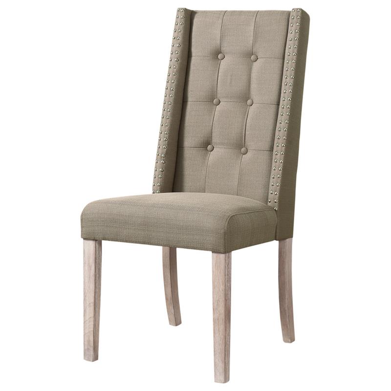 Best Master East Hampton Wood High Back Dining Side Chair in Taupe (Set of 2) 599