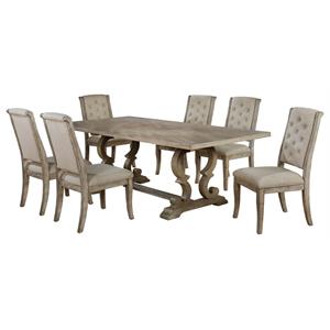 best master catonsville 7-piece solid wood rectangle dining set in natural oak
