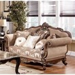 Best Master Winfrey Solid Wood and Chenille Loveseat in Cherry/Gold Trim