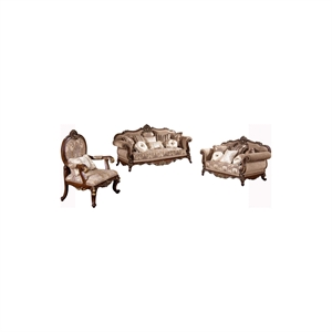 Best Master Winfrey 3-Pc Solid Wood and Chenille Living Room Set in Cherry