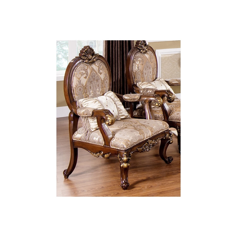 Best Master Winfrey 3-Pc Solid Wood and Chenille Living Room Set in Cherry