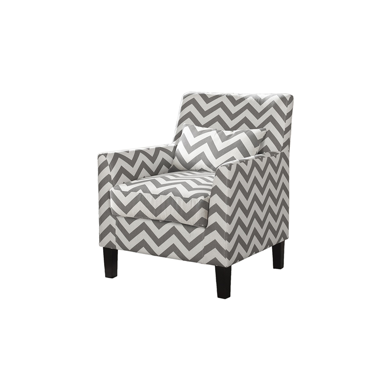 Best Master Cassidy Fabric Upholstered Accent Arm Chair in Gray and White