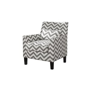 Best Master Cassidy Fabric Upholstered Accent Arm Chair in Gray and White