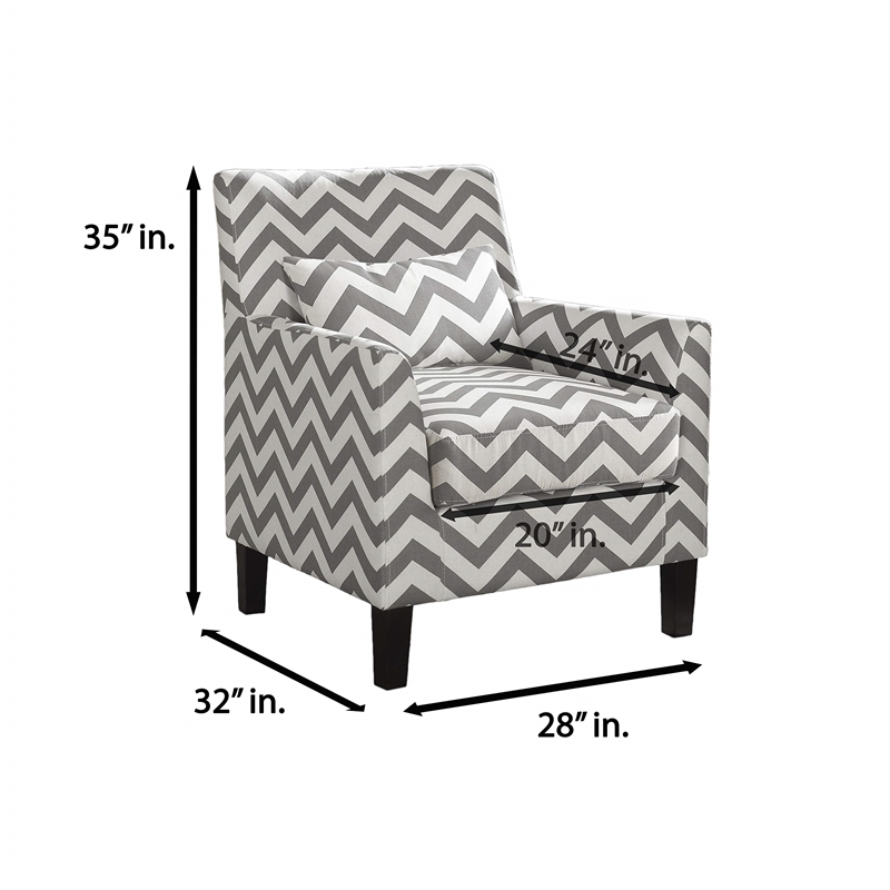 Best Master Cassidy Fabric Upholstered Accent Arm Chair in Gray and White