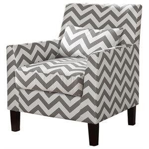 best master cassidy fabric upholstered accent arm chair in gray and white