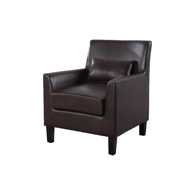 Best Master Cassidy Faux Leather Living Room Accent Arm Chair in Espresso