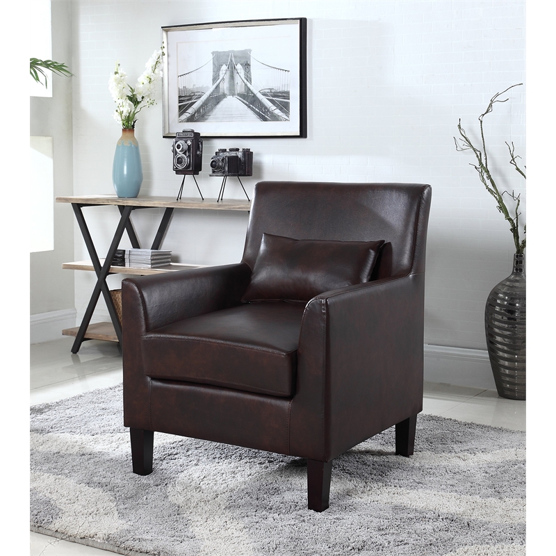 Best Master Cassidy Faux Leather Living Room Accent Arm Chair in Espresso