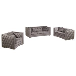 best master deluca 3-pc embellished fabric tufted living room set