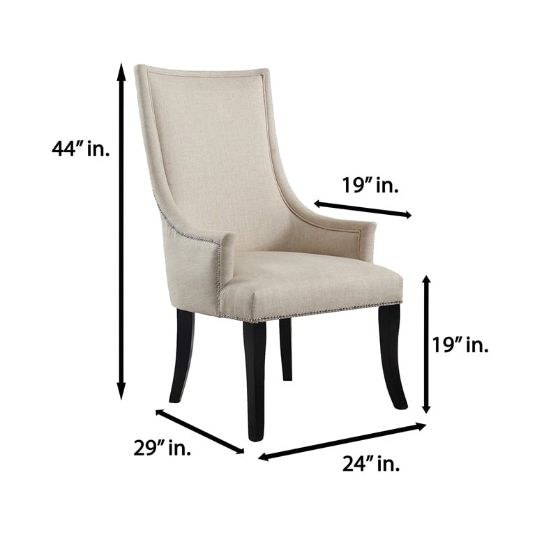 Best Master Melville Fabric Upholstered Accent Chair in Natural/Silver Nail Head