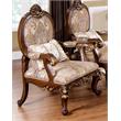Best Master Winfrey Solid Wood and Chenille Accent Chair in Cherry/Gold Trim