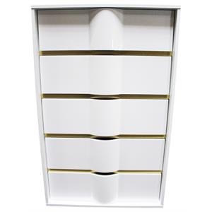 best master havana 5-drawer poplar wood bedroom chest in white/gold trim