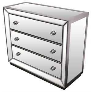 special edition jameson 3-drawer solid wood chest in silver with mirrored inlays