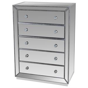 best master jameson 5-drawer solid wood exclusive chest in silver brushed