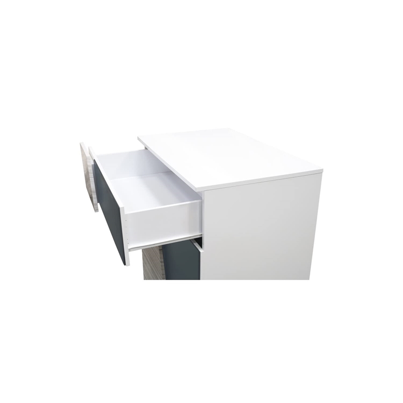 Best Master Manchester 5-Drawer Poplar Wood Bedroom Chest in Zebra/White