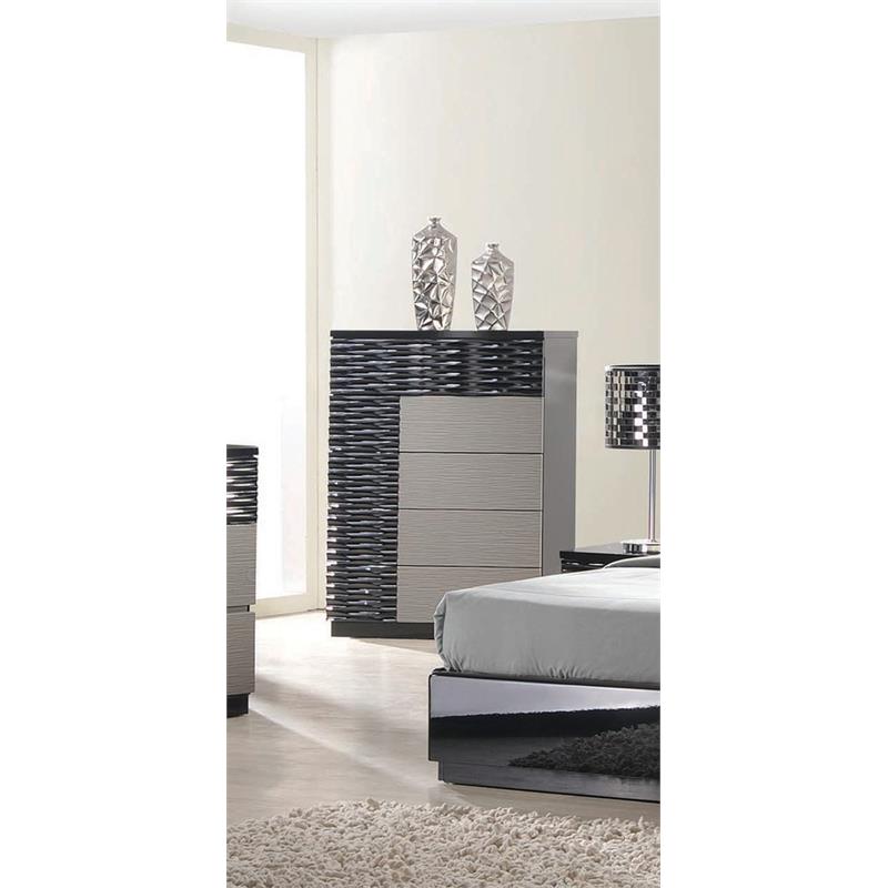 Best Master Romania 5-Drawer Poplar Wood Bedroom Chest in Black/Zebra