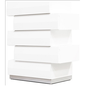 best master spain 5-drawer poplar wood bedroom chest in white/silver base