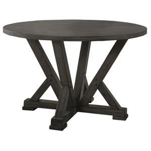 best master solid wood round dining table in antique rustic gray