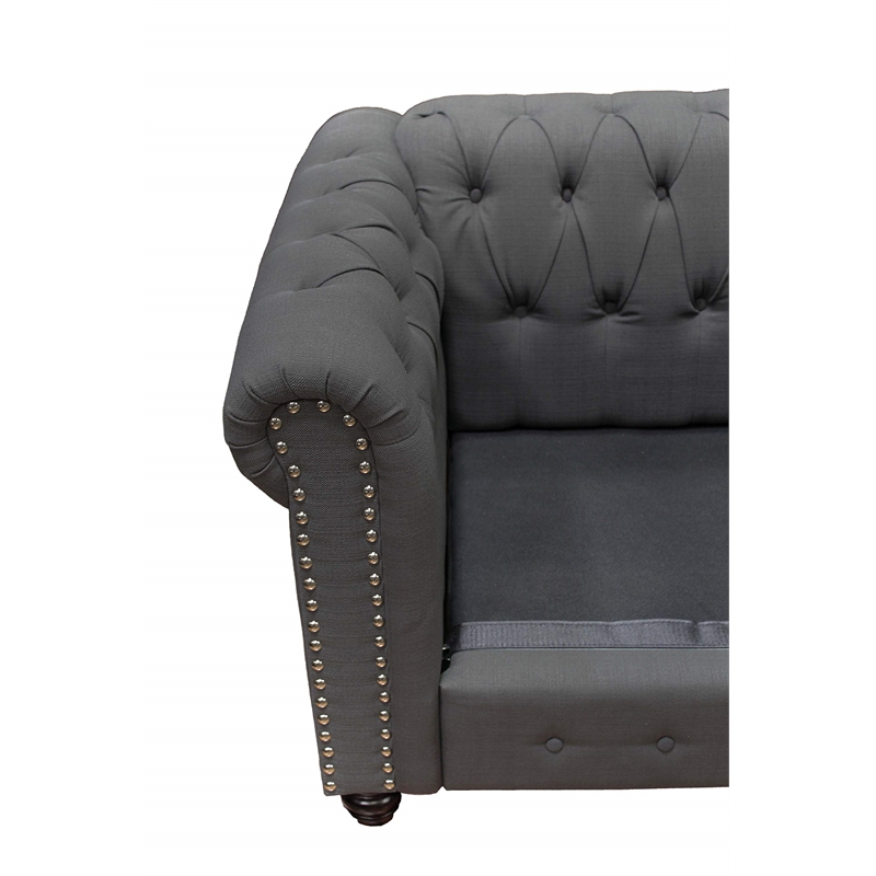 Best Master Venice Fabric Upholstered Living Arm Chair in Charcoal