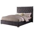 Best Master Kressa Velour Fabric Tufted East King Platform Bed in Dark Gray