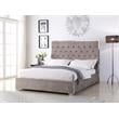 Best Master Kressa Velour Fabric Tufted East King Platform Bed in Light Gray