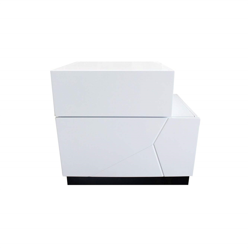 Best Master Poplar Wood Right-Facing Bedroom Nightstand in White/Black