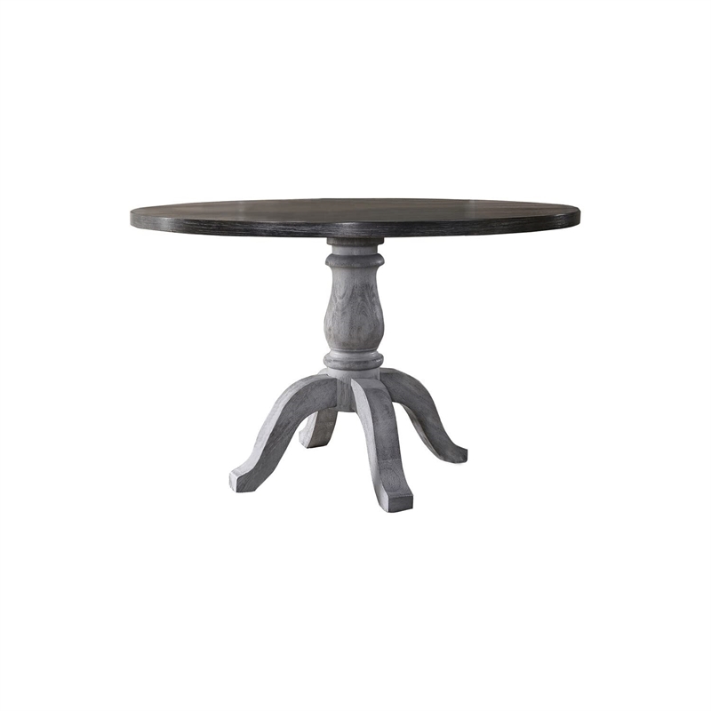 Best Master Farmhouse Style Wood Round Dining Table in Weathered Gray