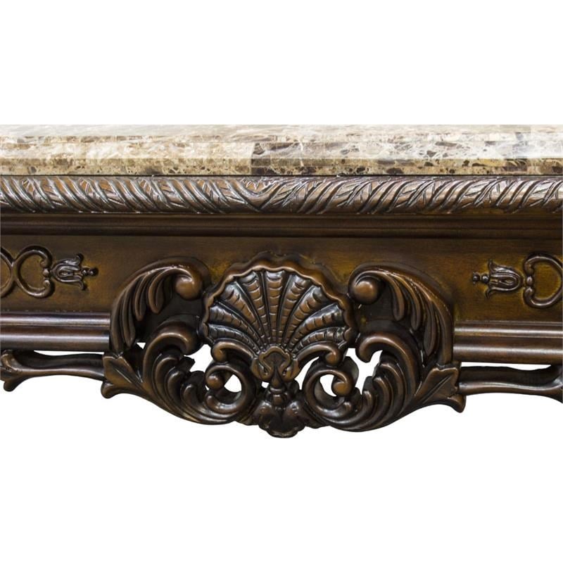 Best Master Traditional Solid Wood and Faux Marble Top Console Table in Cherry