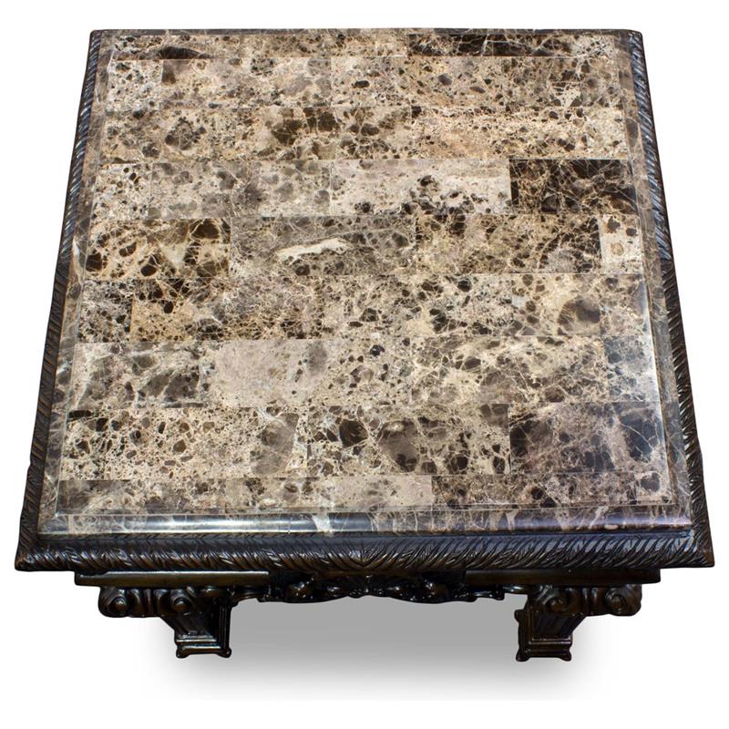 Best Master Traditional Solid Wood and Faux Marble Top End Table in Cherry