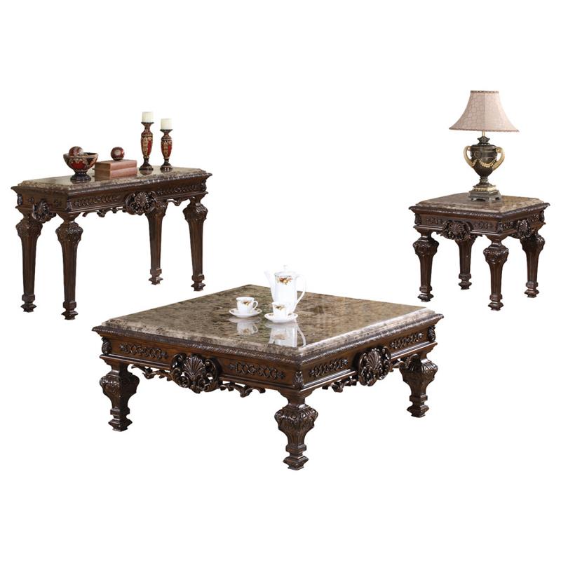 Best Master Traditional 3Piece Faux Marble Top Living Room Table Set