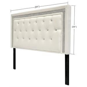 best master faux leather headboard tufted crystal rhinestone in white