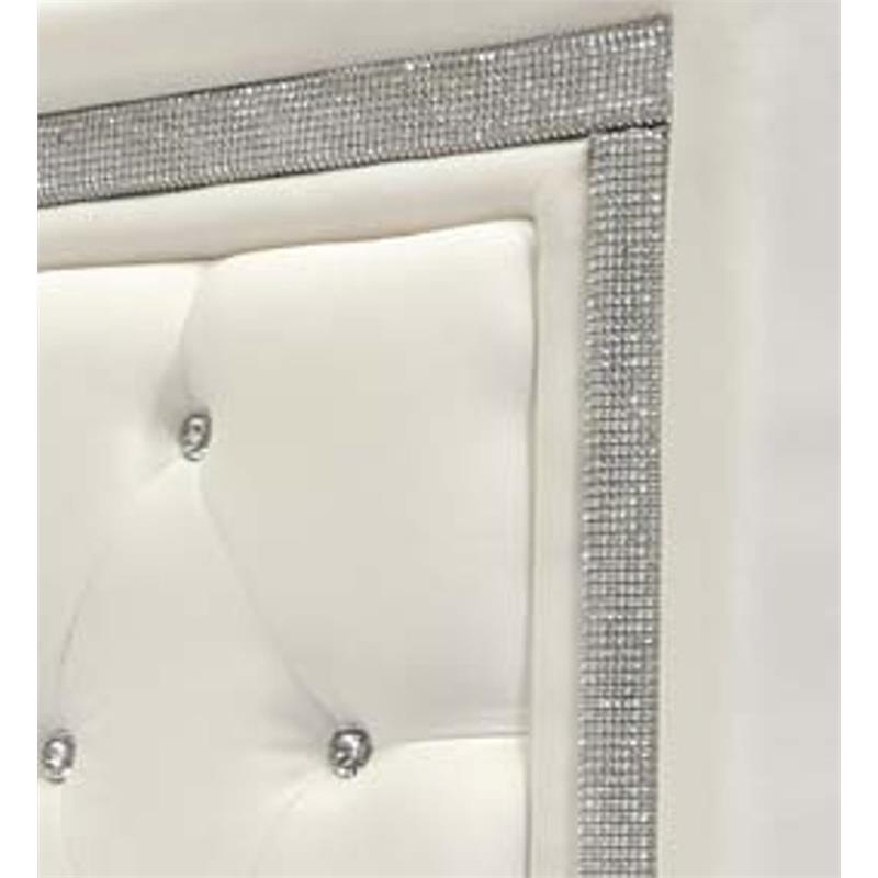 Best Master Faux Leather Twin Headboard Tufted Crystals Rhinestone in White