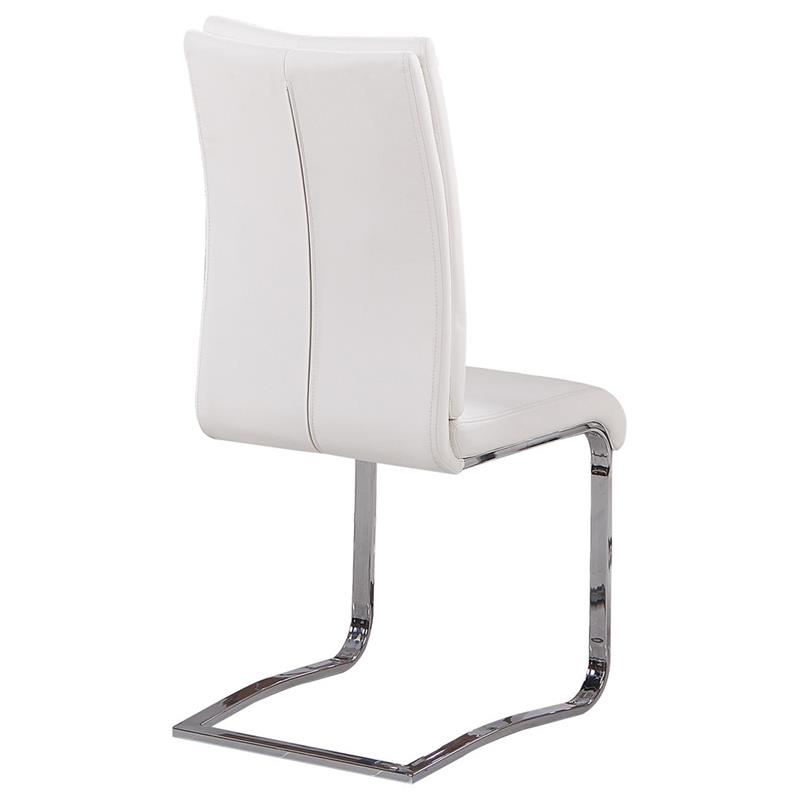 Best Master Modern Faux Leather Dining Side Chair in White/Chrome (Set of 2)