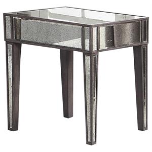best master solid wood end table in gray brown/antique mirror