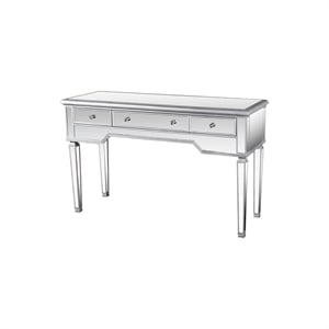 Best Master 3-Drawer Wood and Mirrored Console Table in Silver Brushed