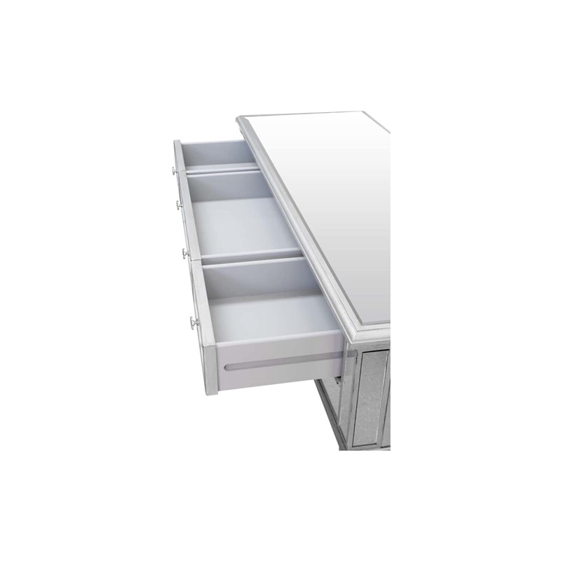 Best Master 3-Drawer Wood and Mirrored Console Table in Silver Brushed