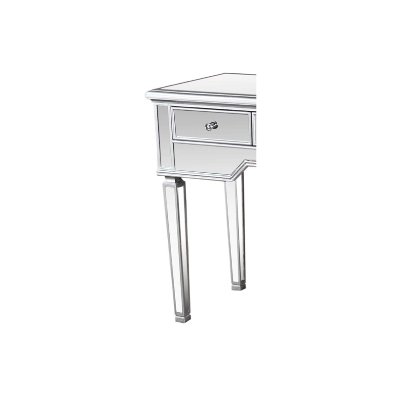Best Master 3-Drawer Wood and Mirrored Console Table in Silver Brushed