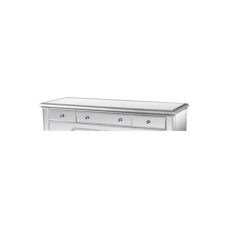 Best Master 3-Drawer Wood and Mirrored Console Table in Silver Brushed
