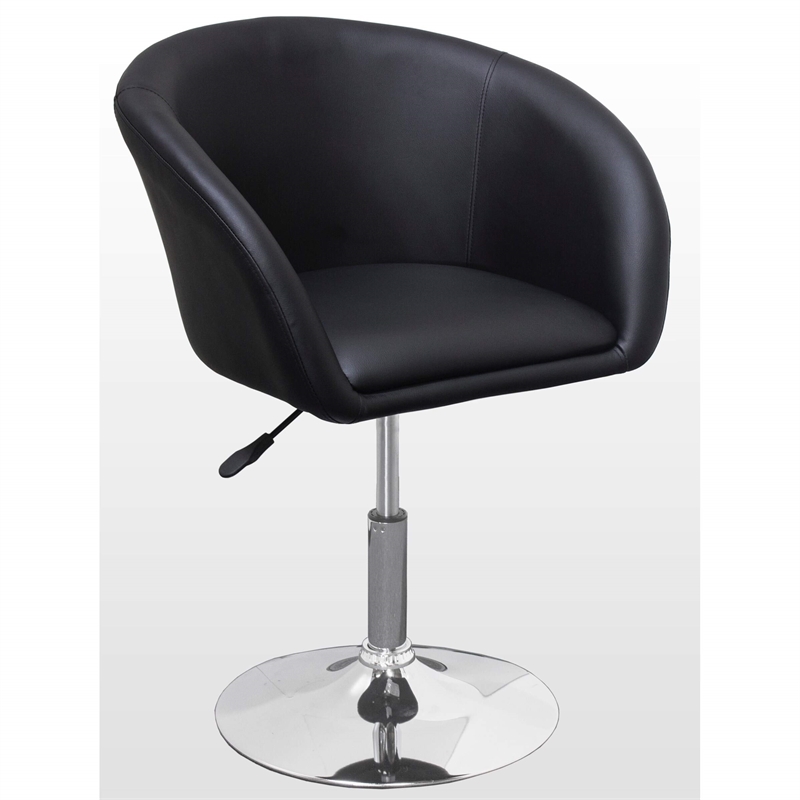 Best Master Furniture Faux Leather Swivel Coffee Chair in Red/Chrome Legs