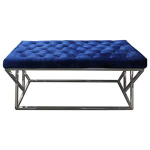 best master tufted velvet upholstered bench with stainless steel frame in blue