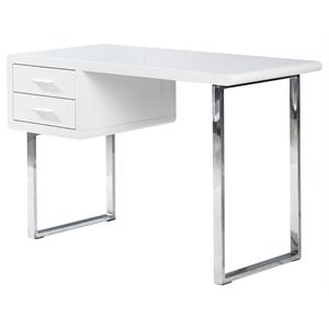 best master modern 2-drawer poplar wood computer desk in white high gloss