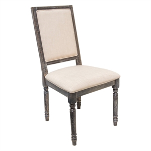 Best Master Solid Wood and Fabric Dining Chair in Rustic Smoked Gray (Set of 2)